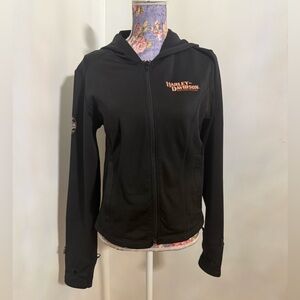 Harley-Davidson Black and Orange Zip-Up Jacket